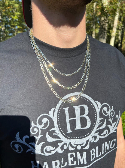 HarlemBling 14k Real Solid Gold Mariner Chain 3.2mm-6.3mm Thick 16-24 Mens Ladies Necklace dollar45-50/Gram