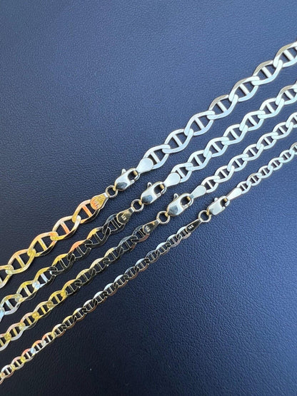 HarlemBling 14k Real Solid Gold Mariner Chain 3.2mm-6.3mm Thick 16-24 Mens Ladies Necklace dollar45-50/Gram