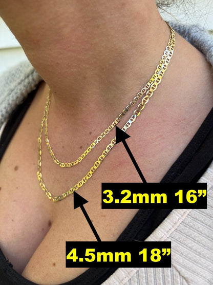 HarlemBling 14k Real Solid Gold Mariner Chain 3.2mm-6.3mm Thick 16-24 Mens Ladies Necklace dollar45-50/Gram