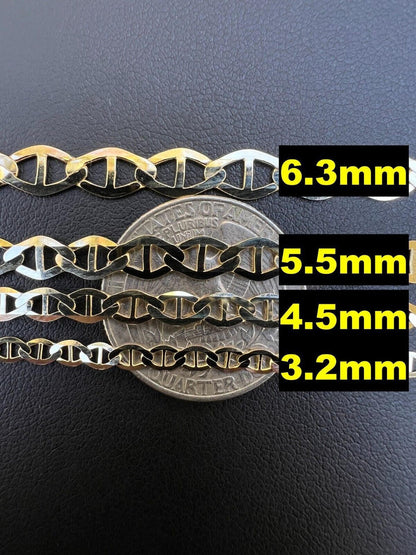 HarlemBling 14k Real Solid Gold Mariner Chain 3.2mm-6.3mm Thick 16-24 Mens Ladies Necklace dollar45-50/Gram