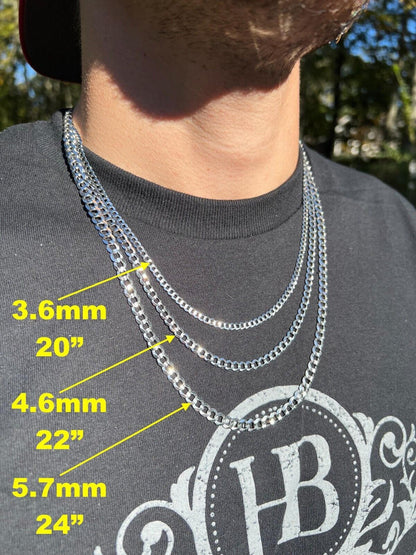 HarlemBling 14k Real Solid White Gold Curb Miami Cuban Link Chain 16-30 2.5-5.7mm Necklace dollar45-50/Gram