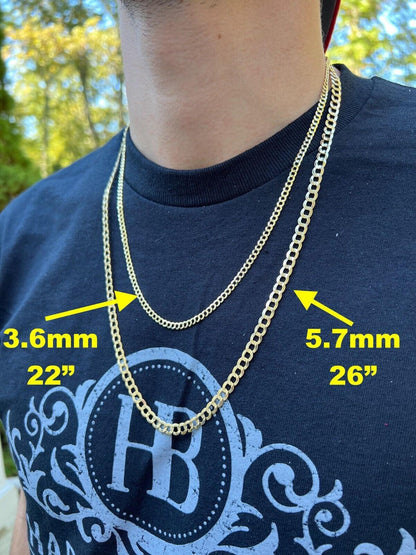 HarlemBling 14k Real Solid Yellow Gold Curb Miami Cuban Link Chain 16-30 2.5-12mm Necklace dollar45-50/Gram