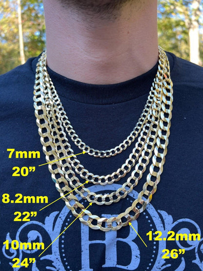 HarlemBling 14k Real Solid Yellow Gold Curb Miami Cuban Link Chain 16-30 2.5-12mm Necklace dollar45-50/Gram