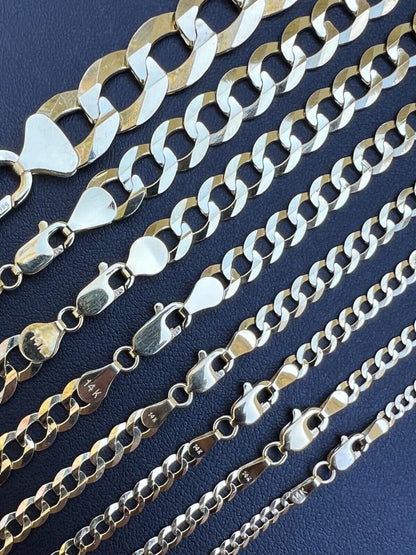 HarlemBling 14k Real Solid Yellow Gold Curb Miami Cuban Link Chain 16-30 2.5-12mm Necklace dollar45-50/Gram