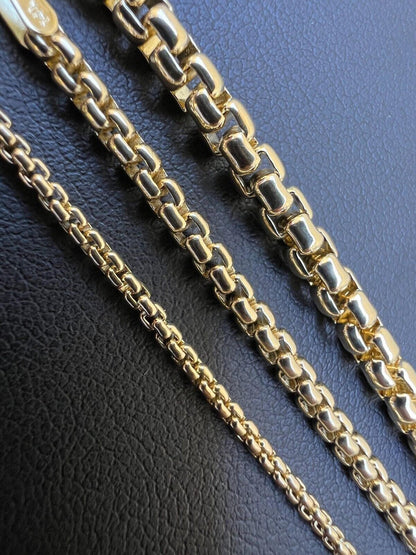 HarlemBling 14k Real Solid Yellow Gold Rounded Box Rolo Chain 1.5mm-3.5mm 16-24 Necklace dollar45-50/Gram