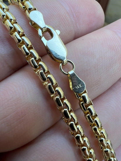 HarlemBling 14k Real Solid Yellow Gold Rounded Box Rolo Chain 1.5mm-3.5mm 16-24 Necklace dollar45-50/Gram