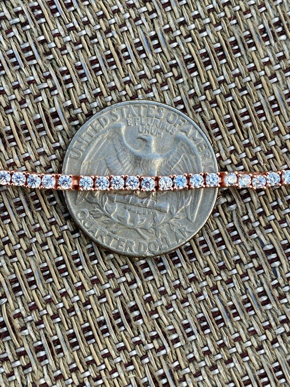 HarlemBling 14k Rose Gold Over Real 925 Silver 2mm Tennis Bracelet Diamond 6-8.5 Men Ladies