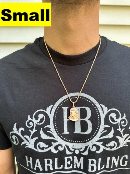HarlemBling 14k Rose Gold Over Solid 925 Silver MOISSANITE Jesus Piece Iced Pendant Necklace