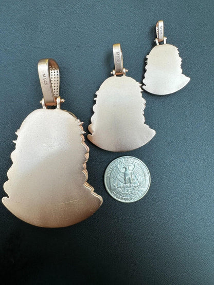 HarlemBling 14k Rose Gold Over Solid 925 Silver MOISSANITE Jesus Piece Iced Pendant Necklace