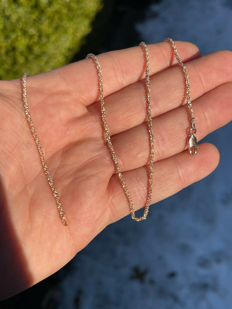 HarlemBling 14k Rose Gold Over Solid 925 Sterling Silver Diamond Sparkle Rope Chain Necklace