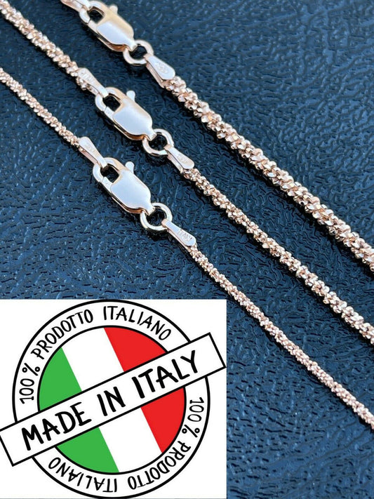 HarlemBling 14k Rose Gold Over Solid 925 Sterling Silver Diamond Sparkle Rope Chain Necklace