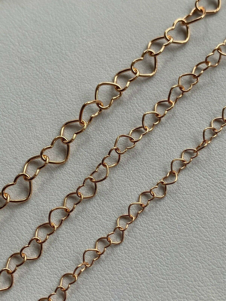 HarlemBling 14k Rose Gold Over Solid 925 Sterling Silver Paperclip Heart Link Chain Necklace