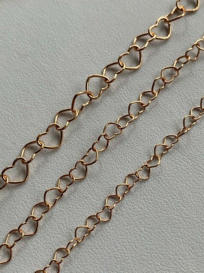 HarlemBling 14k Rose Gold Over Solid 925 Sterling Silver Paperclip Heart Link Chain Necklace