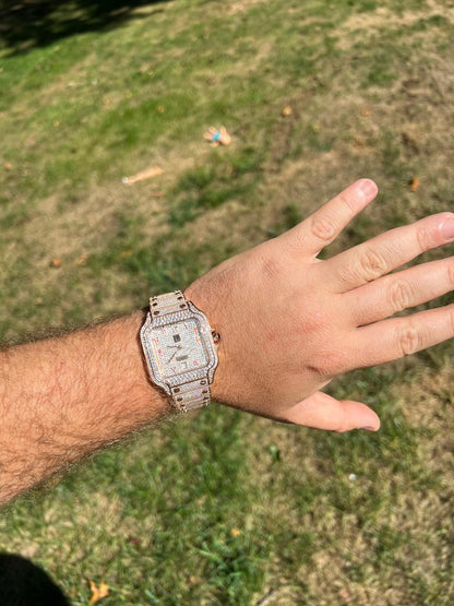 HarlemBling 14k Rose Gold Stainless Steel Mens Watch Iced Simulated Diamond Hip Hop  Arabic