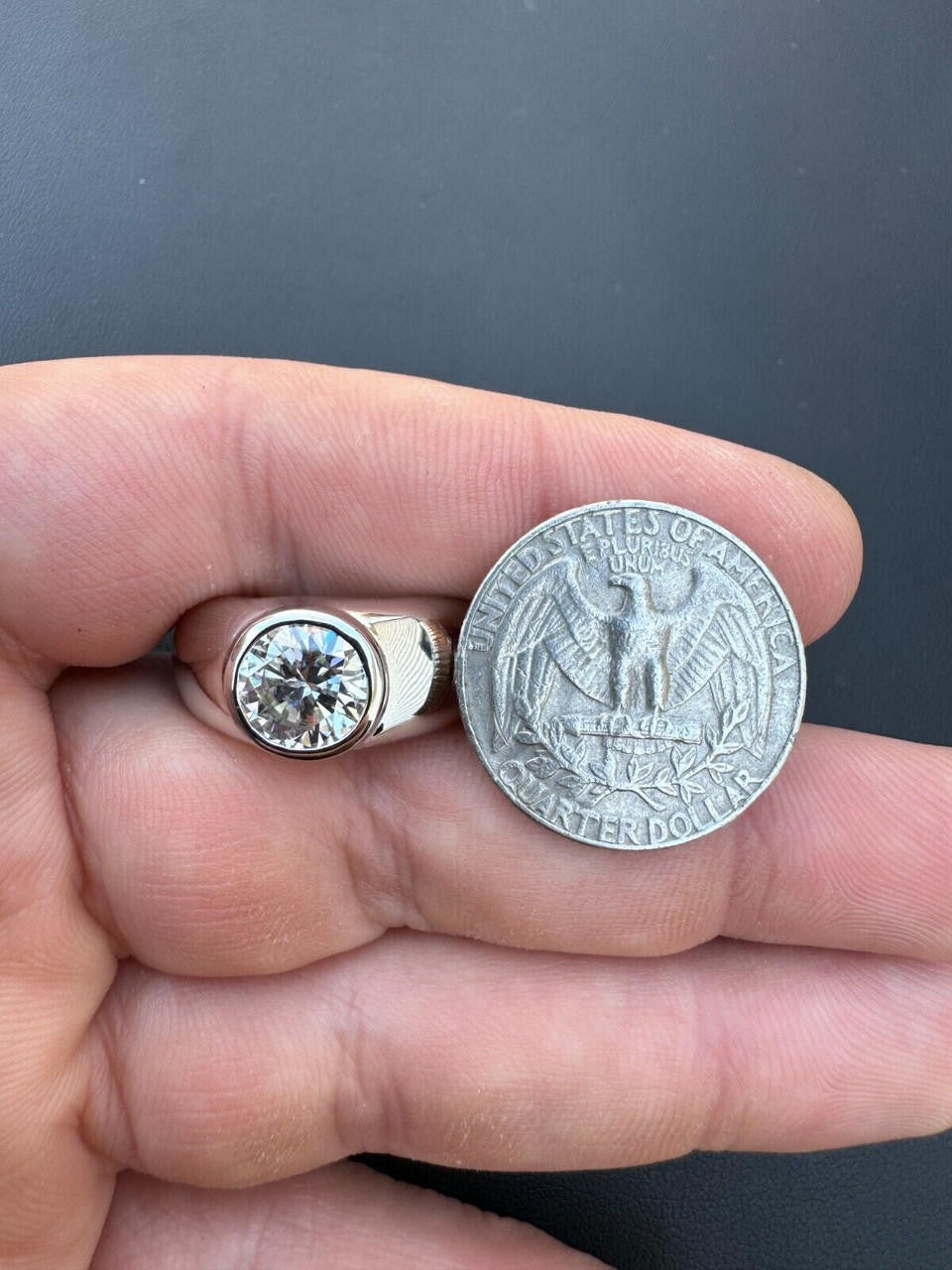 HarlemBling 2.5ct MOISSANITE Round Cut Big Solitaire Men's Real Solid 925 Silver Ring Pinky