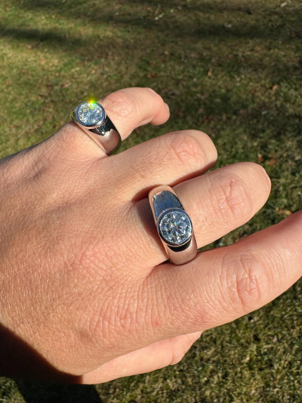 HarlemBling 2.5ct MOISSANITE Round Cut Big Solitaire Men's Real Solid 925 Silver Ring Pinky