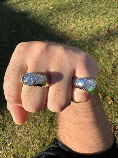 HarlemBling 2.5ct MOISSANITE Round Cut Big Solitaire Men's Real Solid 925 Silver Ring Pinky