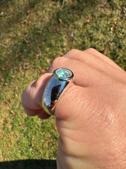 HarlemBling 2.5ct MOISSANITE Round Cut Big Solitaire Men's Real Solid 925 Silver Ring Pinky