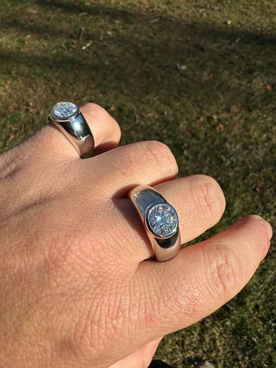 HarlemBling 2.5ct MOISSANITE Round Cut Big Solitaire Men's Real Solid 925 Silver Ring Pinky