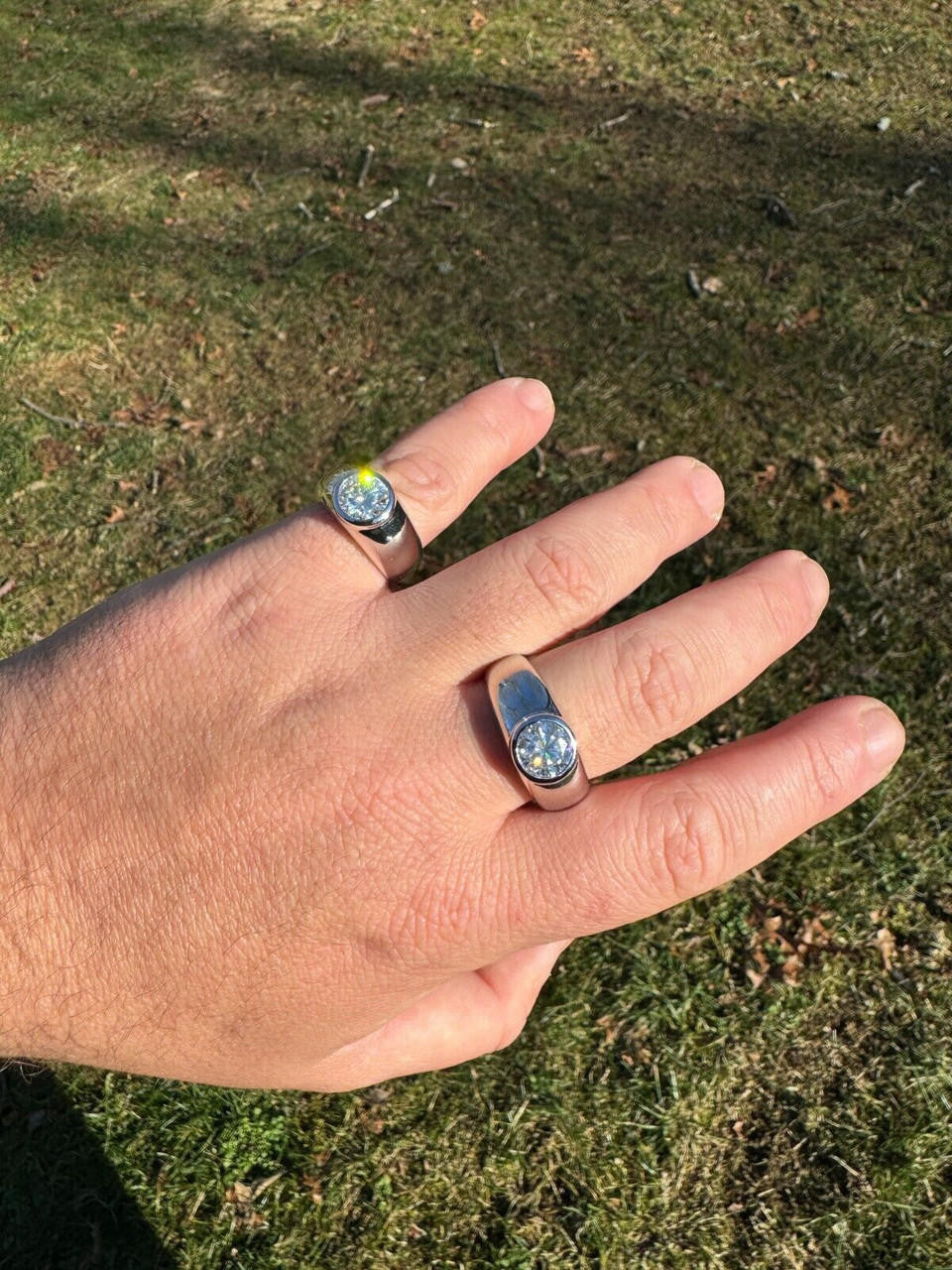 HarlemBling 2.5ct MOISSANITE Round Cut Big Solitaire Men's Real Solid 925 Silver Ring Pinky