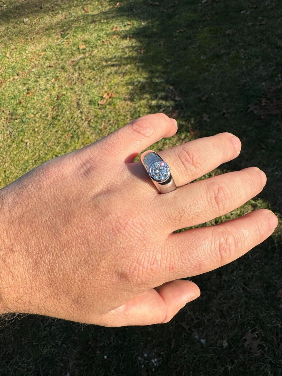 HarlemBling 2.5ct MOISSANITE Round Cut Big Solitaire Men's Real Solid 925 Silver Ring Pinky