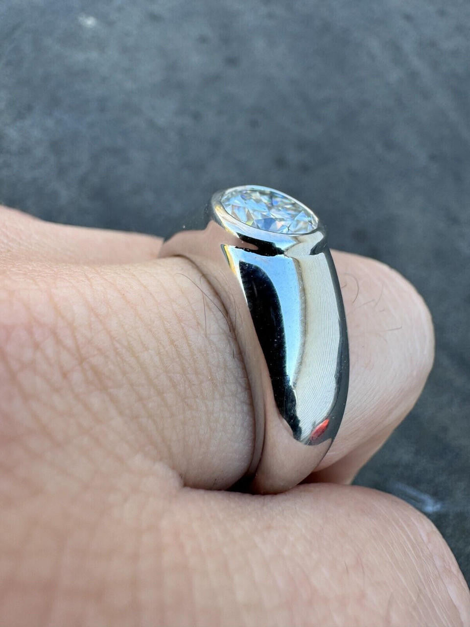 HarlemBling 2.5ct MOISSANITE Round Cut Big Solitaire Men's Real Solid 925 Silver Ring Pinky