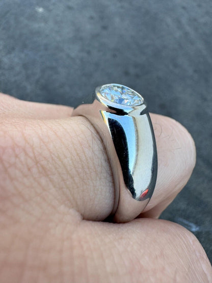 HarlemBling 2.5ct MOISSANITE Round Cut Big Solitaire Men's Real Solid 925 Silver Ring Pinky