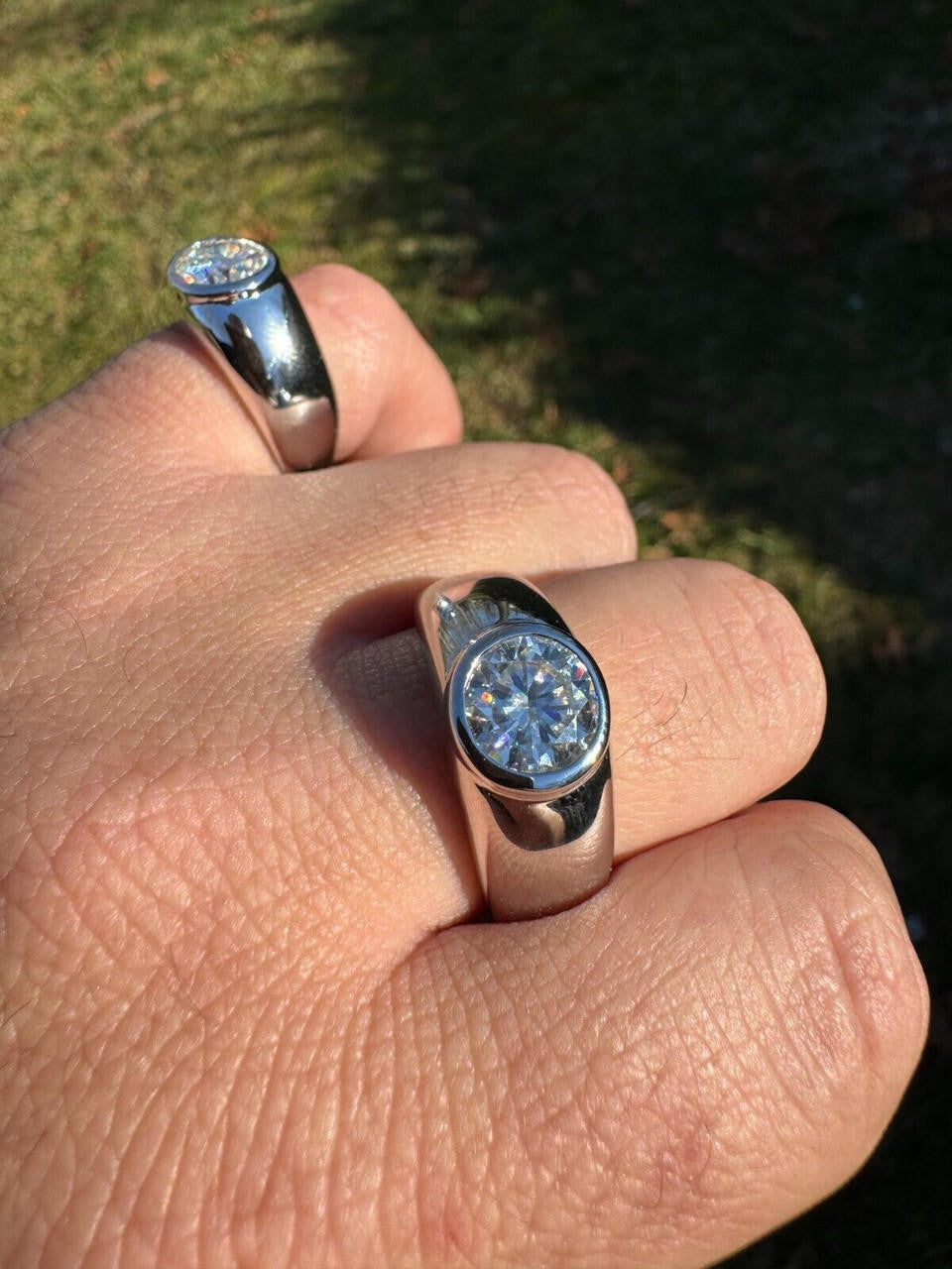 HarlemBling 2.5ct MOISSANITE Round Cut Big Solitaire Men's Real Solid 925 Silver Ring Pinky