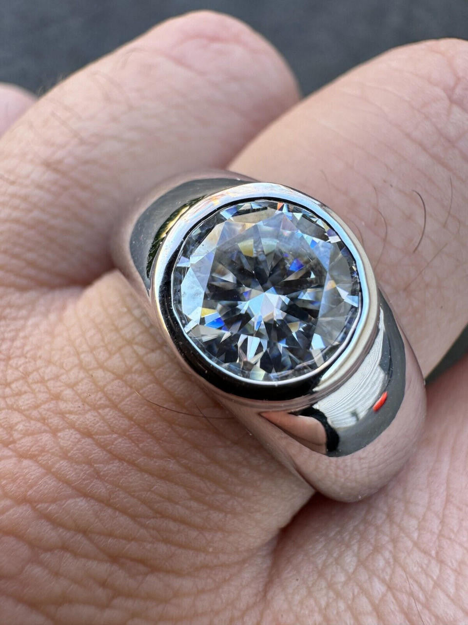 HarlemBling 2.5ct MOISSANITE Round Cut Big Solitaire Men's Real Solid 925 Silver Ring Pinky