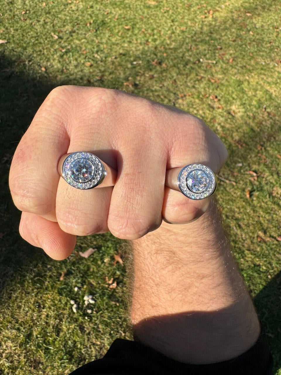 HarlemBling 2.83ct MOISSANITE Large Hip Hop Solitaire Men's Real Solid 925 Silver Ring Pinky