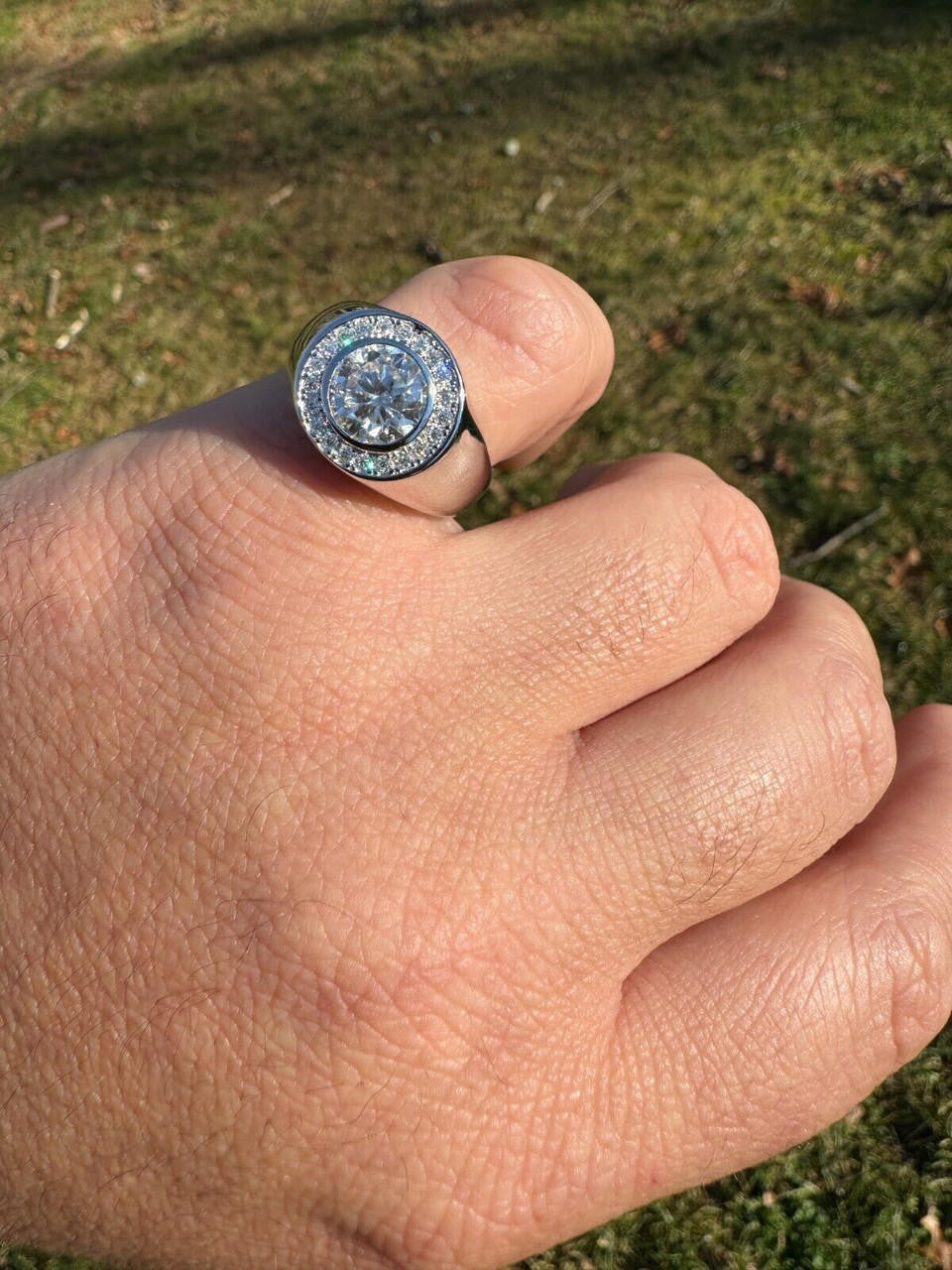 HarlemBling 2.83ct MOISSANITE Large Hip Hop Solitaire Men's Real Solid 925 Silver Ring Pinky