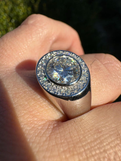 HarlemBling 2.83ct MOISSANITE Large Hip Hop Solitaire Men's Real Solid 925 Silver Ring Pinky