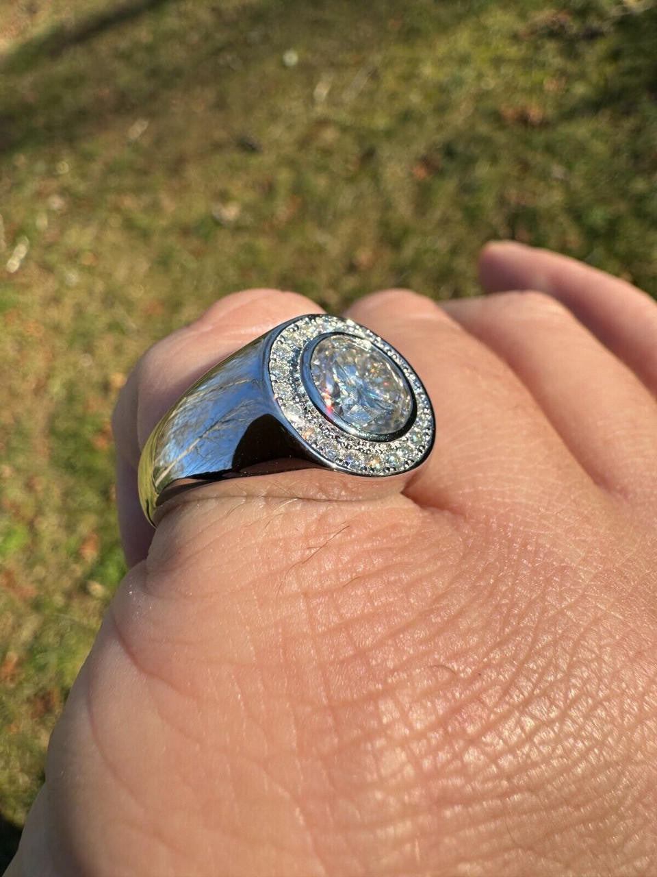 HarlemBling 2.83ct MOISSANITE Large Hip Hop Solitaire Men's Real Solid 925 Silver Ring Pinky