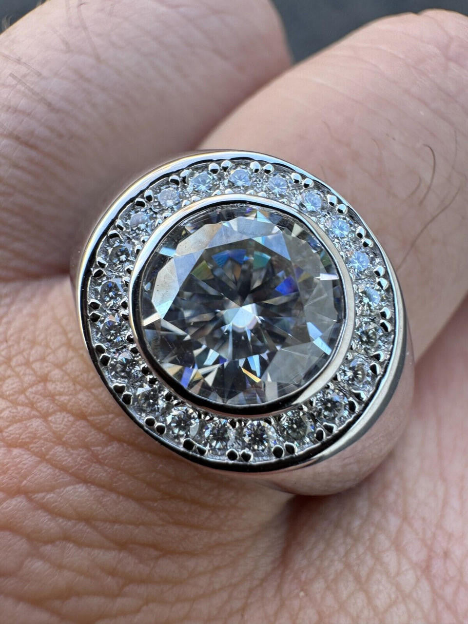 HarlemBling 2.83ct MOISSANITE Large Hip Hop Solitaire Men's Real Solid 925 Silver Ring Pinky