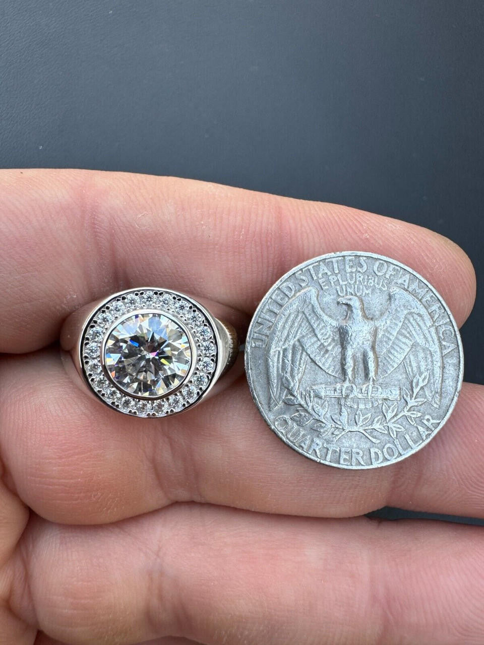 HarlemBling 2.83ct MOISSANITE Large Hip Hop Solitaire Men's Real Solid 925 Silver Ring Pinky