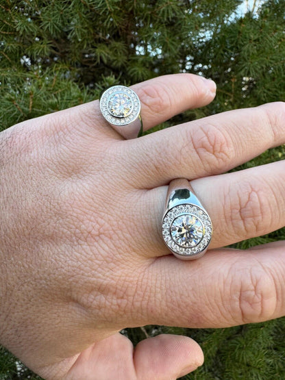 HarlemBling 2.83ct MOISSANITE Large Hip Hop Solitaire Men's Real Solid 925 Silver Ring Pinky