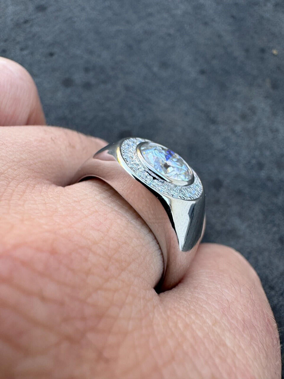 HarlemBling 2.83ct MOISSANITE Large Hip Hop Solitaire Men's Real Solid 925 Silver Ring Pinky