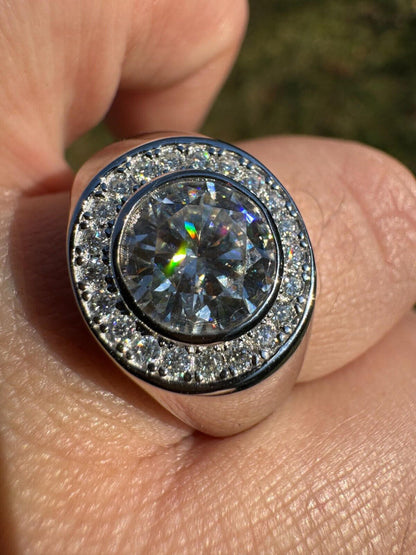 HarlemBling 2.83ct MOISSANITE Large Hip Hop Solitaire Men's Real Solid 925 Silver Ring Pinky