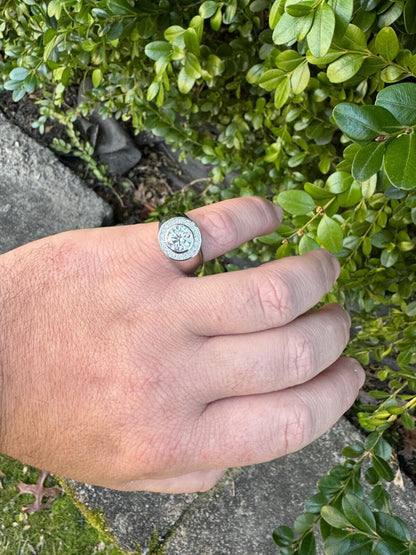 HarlemBling 2.83ct MOISSANITE Large Hip Hop Solitaire Men's Real Solid 925 Silver Ring Pinky