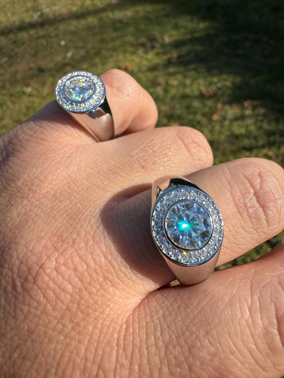 HarlemBling 2.83ct MOISSANITE Large Hip Hop Solitaire Men's Real Solid 925 Silver Ring Pinky