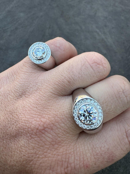 HarlemBling 2.83ct MOISSANITE Large Hip Hop Solitaire Men's Real Solid 925 Silver Ring Pinky