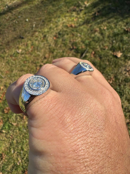 HarlemBling 2.83ct MOISSANITE Large Hip Hop Solitaire Men's Real Solid 925 Silver Ring Pinky