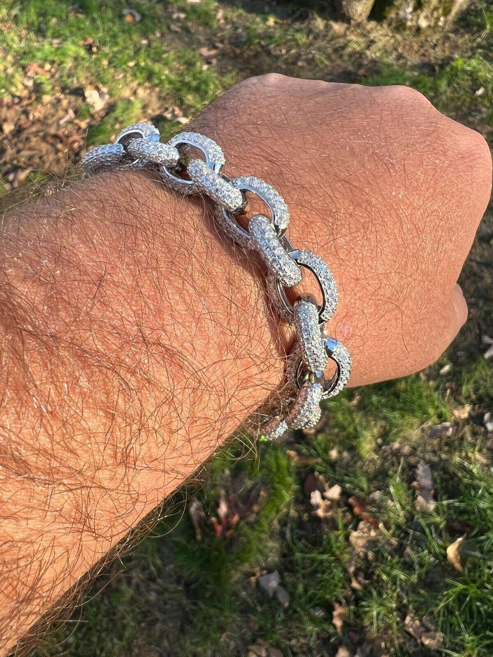 HarlemBling 22ct VVS Moissanite Thick Rolo Link Iced Hip Hop Bracelet - Pass Diamond Tester