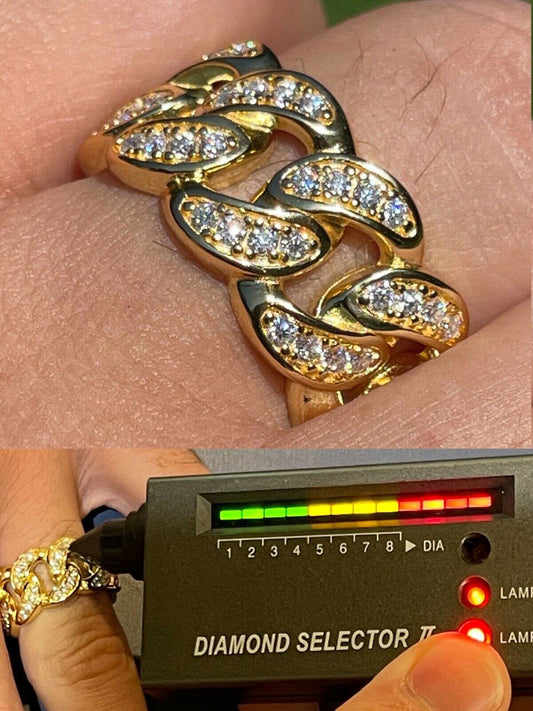 HarlemBling 2ct MOISSANITE Miami Cuban Ring 14k Gold Vermeil Passes Diamond Tester Real Iced