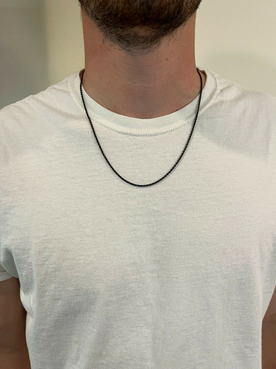 HarlemBling 2mm Rope Chain Necklace Oxidized Black Rhodium Real 925 Sterling Silver 16-30