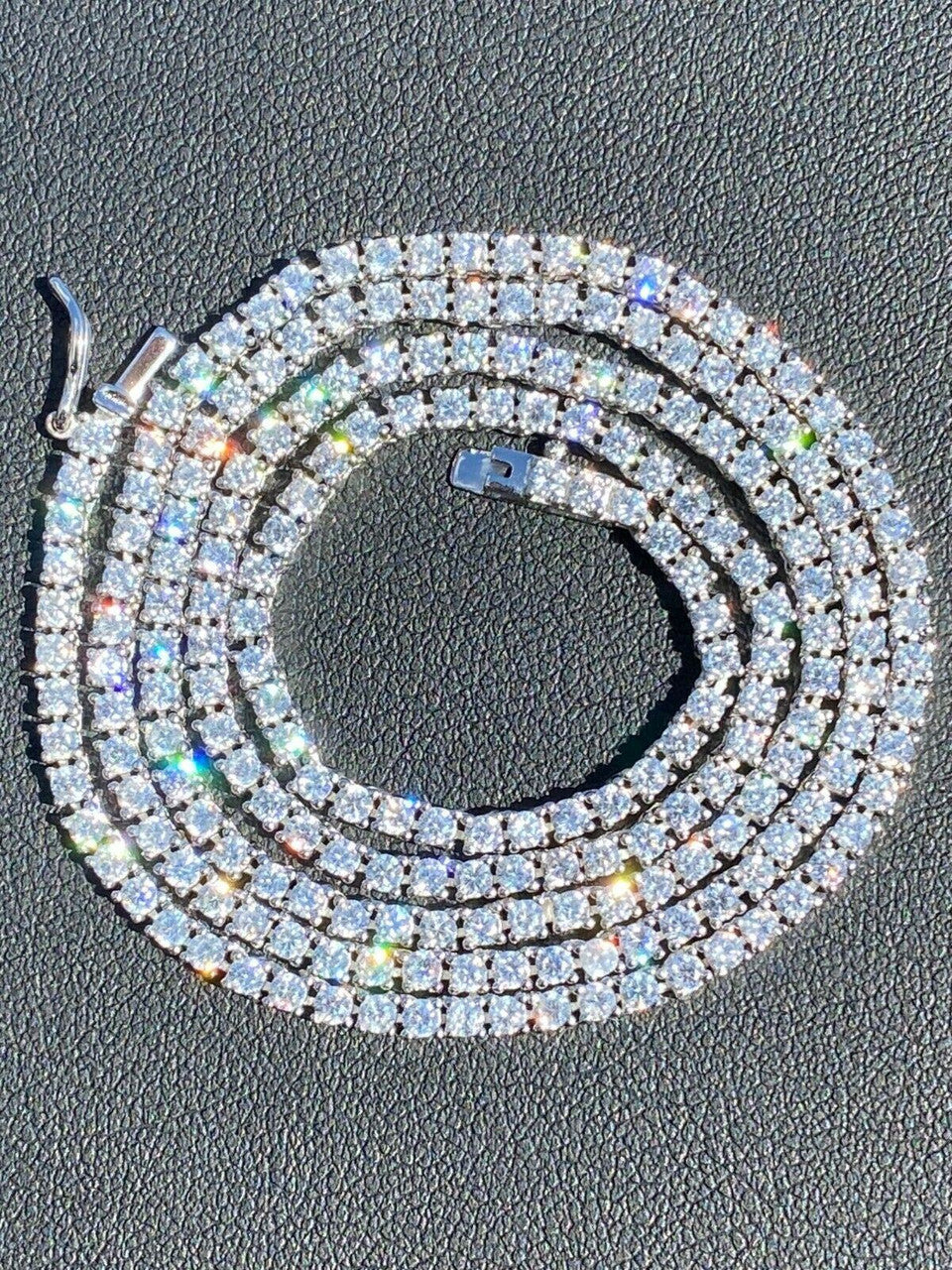 HarlemBling 2mm SOLID 925 Sterling Silver Micro Tennis Chain Real Iced Diamond Necklace Gold