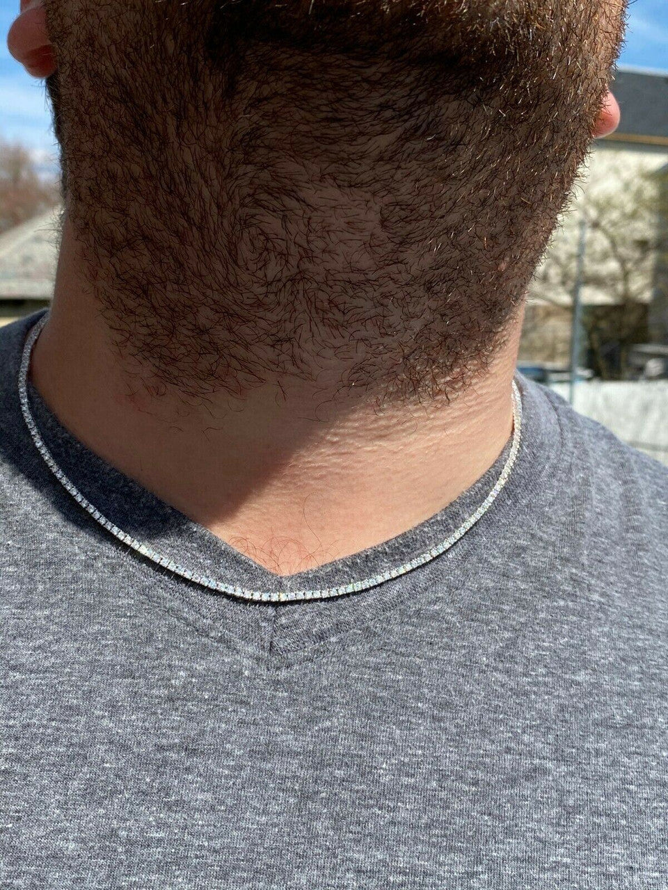 HarlemBling 2mm SOLID 925 Sterling Silver Micro Tennis Chain Real Iced Diamond Necklace Gold