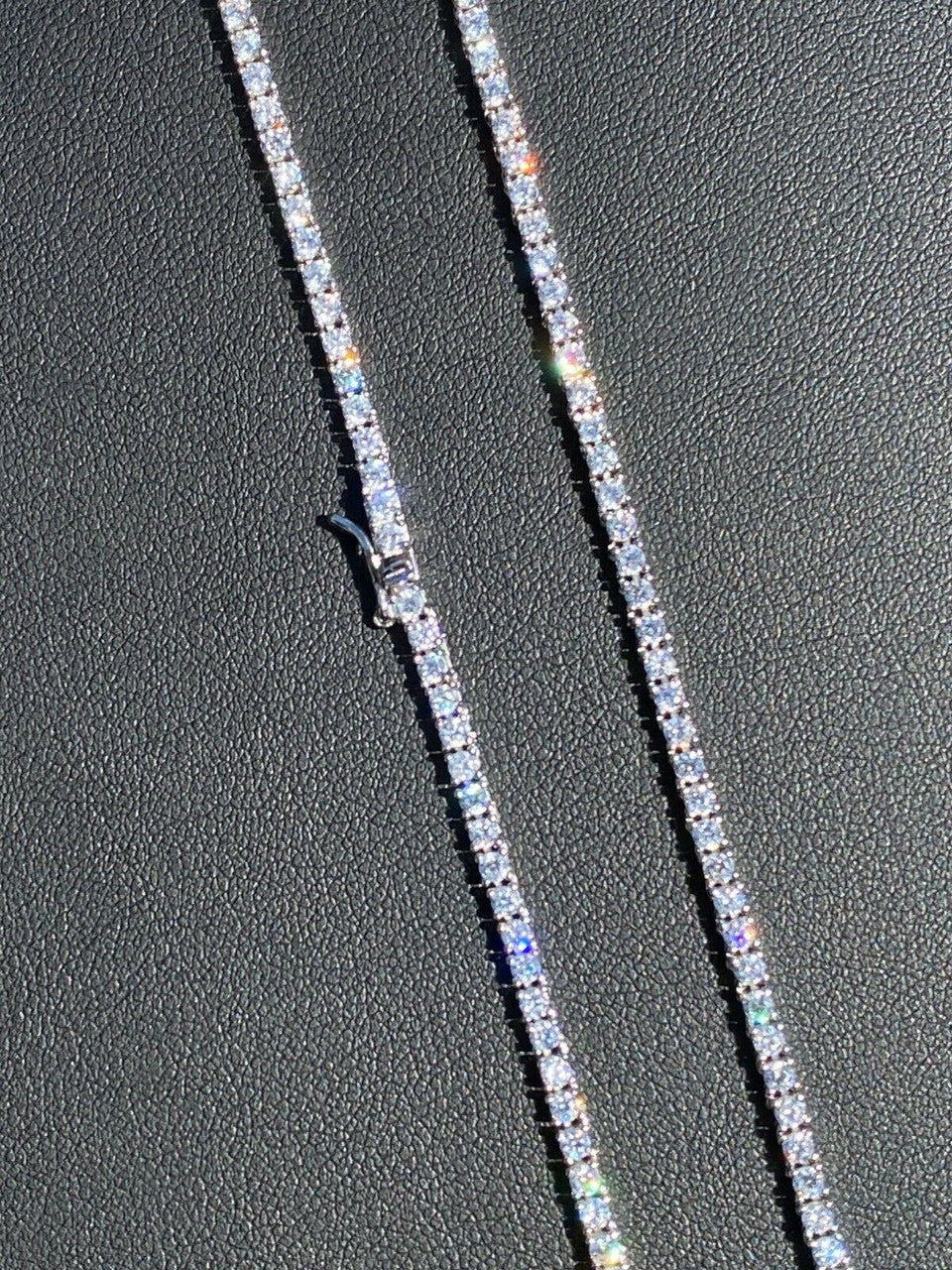 HarlemBling 2mm SOLID 925 Sterling Silver Micro Tennis Chain Real Iced Diamond Necklace Gold