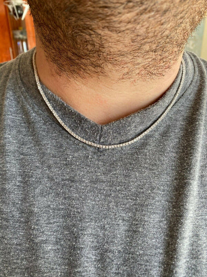 HarlemBling 2mm SOLID 925 Sterling Silver Micro Tennis Chain Real Iced Diamond Necklace Gold