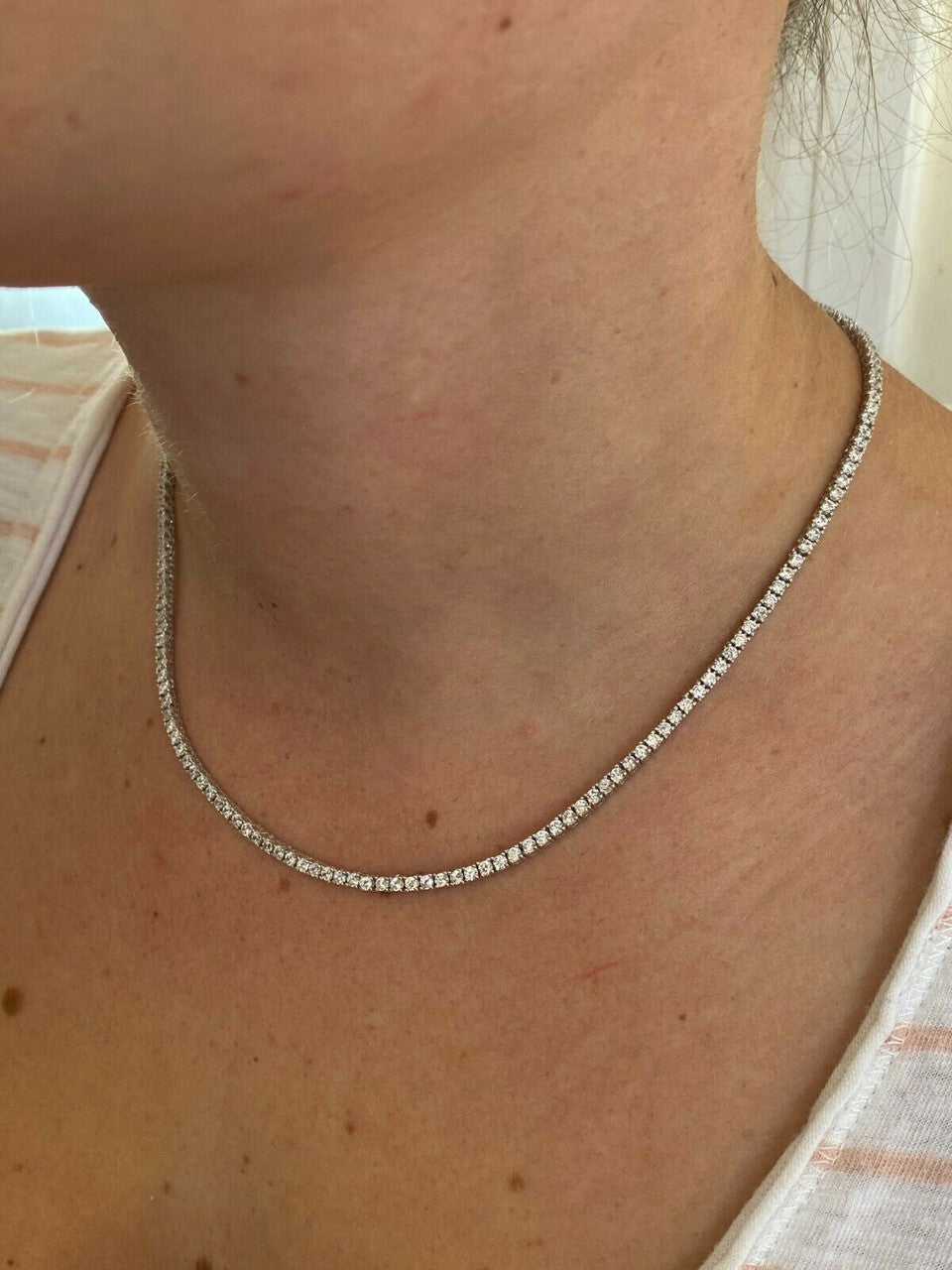 HarlemBling 2mm SOLID 925 Sterling Silver Micro Tennis Chain Real Iced Diamond Necklace Gold